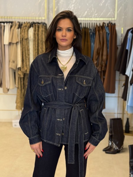 Jeans-Hemd (Jacke) mit Bindegürtel