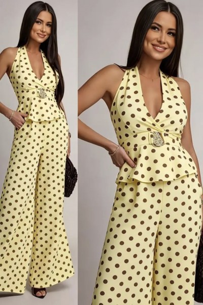 Zwei-Teiler mit Polkadots gelb/braun One Size