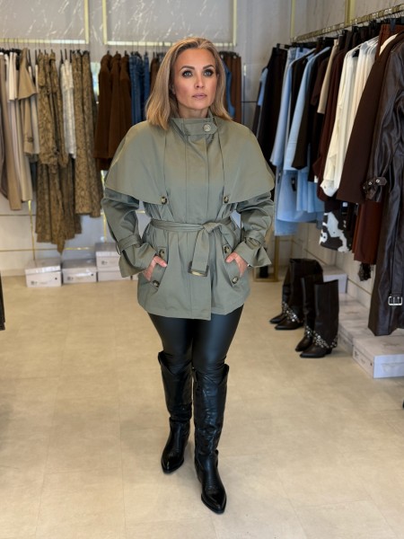 Trench-Coat khaki mit Bindegürtel One Size