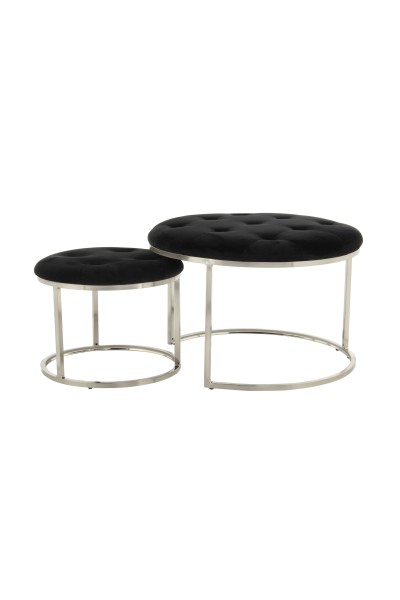 Hocker Myla 100 2er-Set Schwarz / Silber