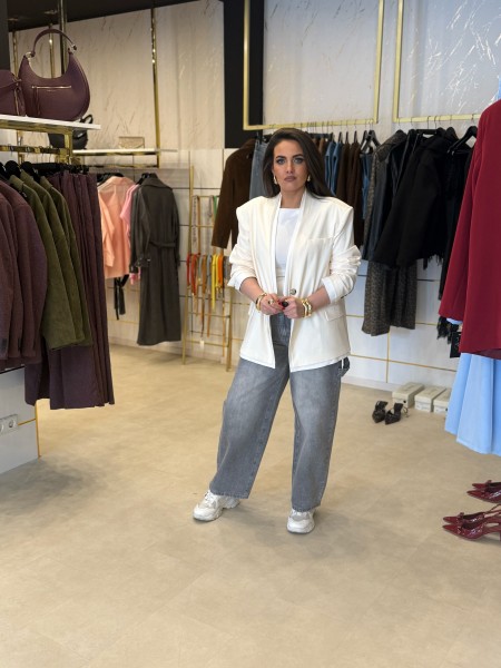 Oversize Blazer weiß One Size