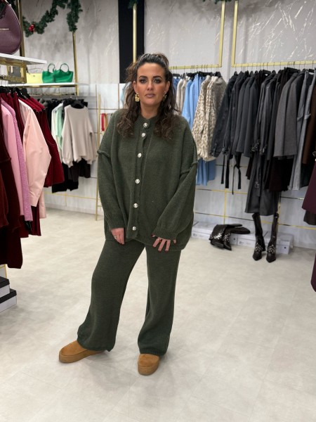 Zwei-Teiler mit goldenen Knöpfen khaki One Size