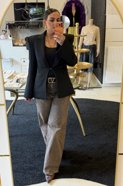 Blazer mit Schulterpolster schwarz