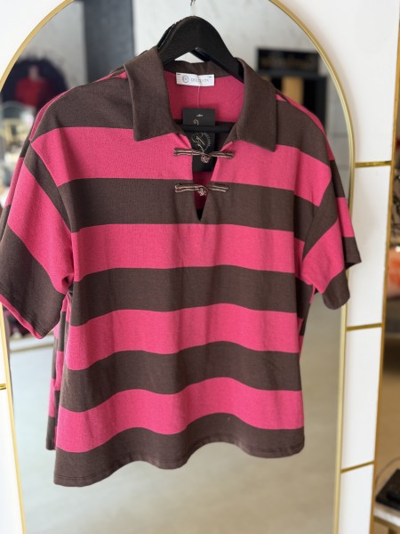 Shirt braun/pink gestreift One Size