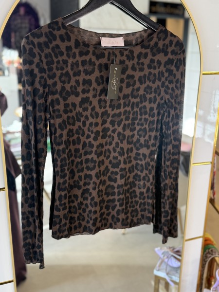 Cashmere Leo-Shirt braun/schwarz One Size