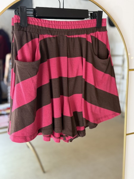 Short braun/pink gestreift One Size