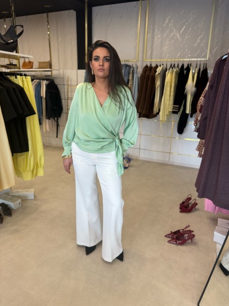 Bluse Satinoptik One Size grün