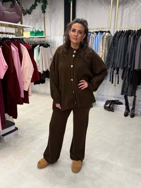 Zwei-Teiler mit goldenen Knöpfen braun One Size