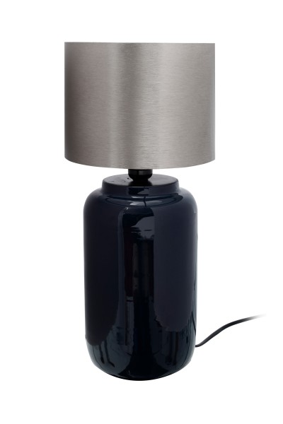 Design Tischlampe Art Deco 625 Dunkelblau / Silber