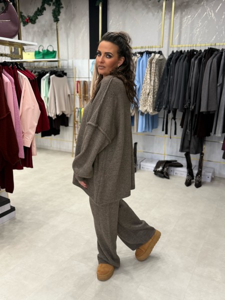 Zwei-Teiler mit goldenen Knöpfen braun One Size