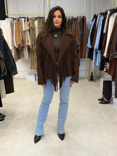Jacke mit Fransen braun One Size