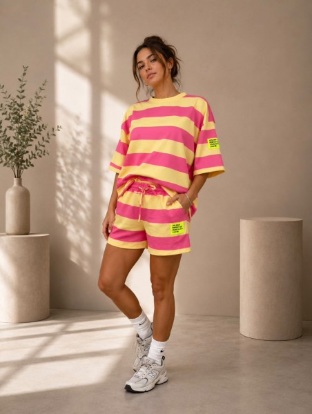 Zwei-Teiler gelb/pink One Size