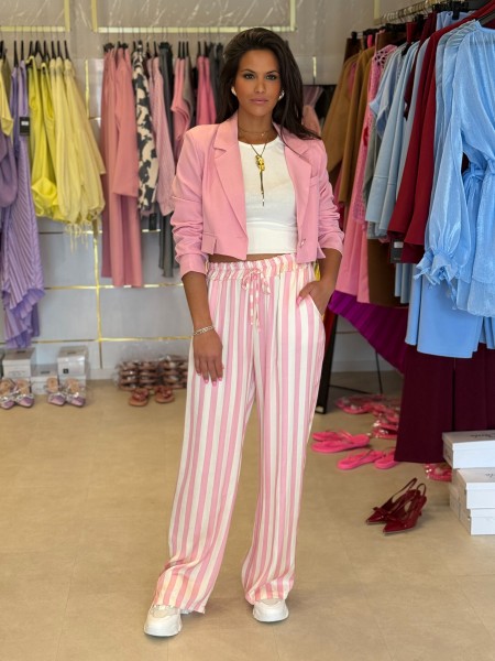 Satin-Hose gestreift weiß/rosa One Size