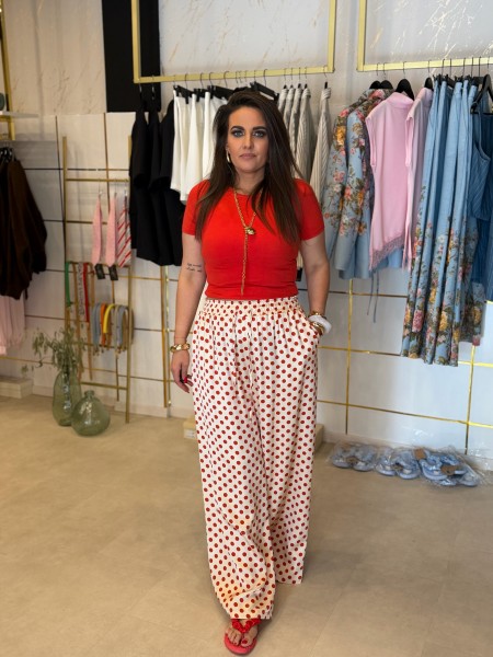 Hose Creme mit roten Polka Dots One Size