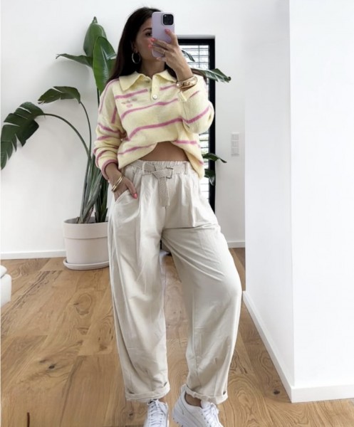 Pullover gelb/pink One Size