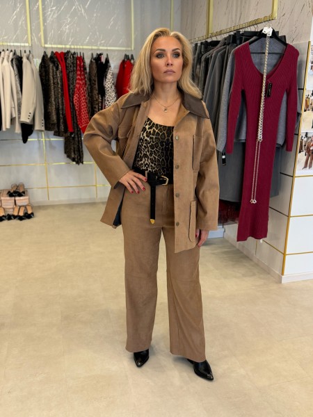 Oversize Jacke/Blazer wildlederoptik braun One Size