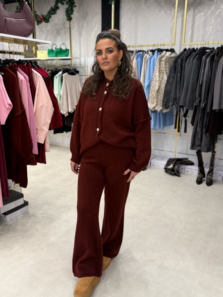 Zwei-Teiler mit goldenen Knöpfen bordeaux One Size