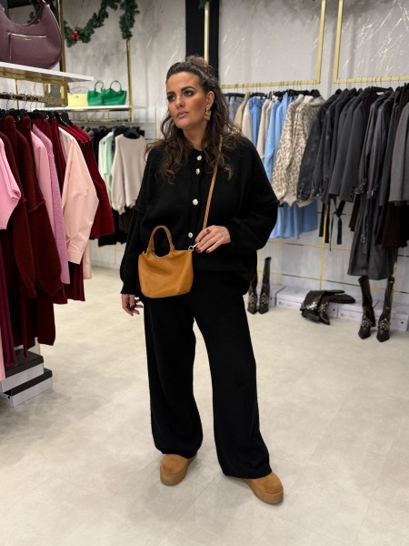 Zwei-Teiler mit goldenen Knöpfen schwarz One Size