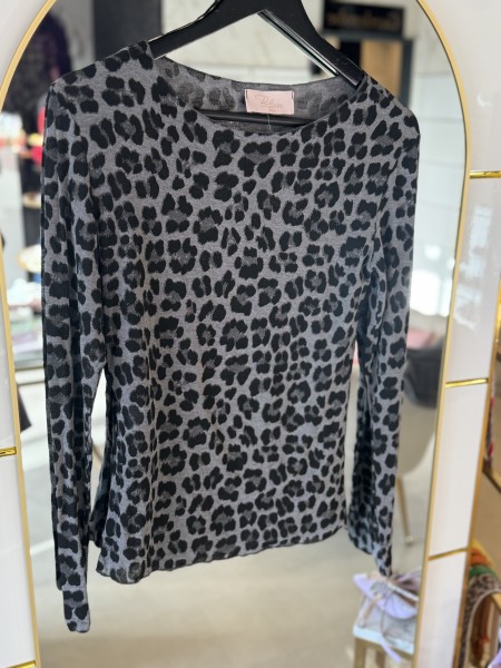 Cashmere Leo-Shirt grau schwarz One Size
