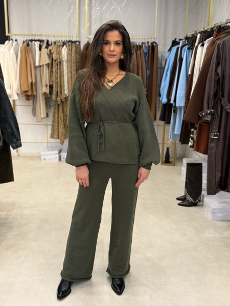 Cardigan mit Bindekordel khaki One Size