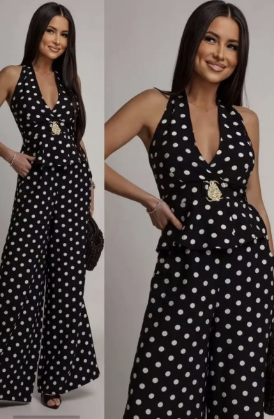 Zwei-Teiler mit Polkadots schwarz/weiss One Size