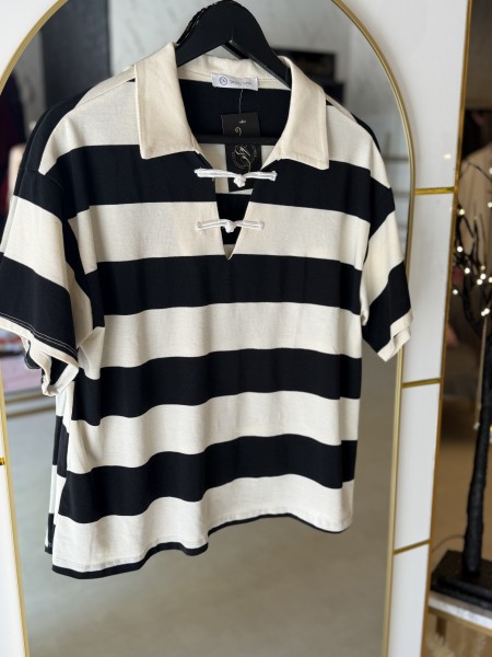 Shirt schwarz/weiss gestreift One Size