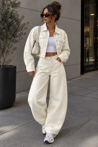 Barrel Jeans buttergelb