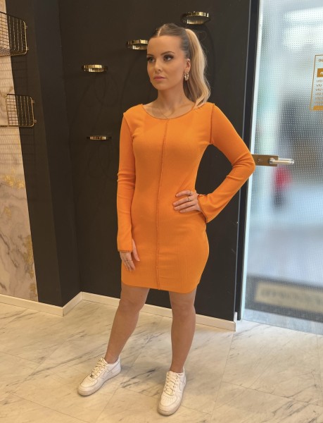 Kleid mit Naht und Schlitz orange One Size