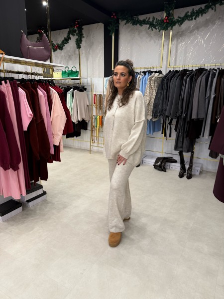 Zwei-Teiler mit goldenen Knöpfen beige One Size