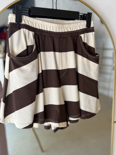 Short braun/creme gestreift One Size